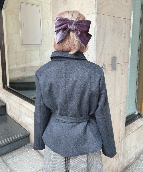 an another angelus（アンアナザーアンジェラス）の「ペプラムショートコート/ananotherangelus（その他アウター・レディース・ライトベージュ/チャコールグレー・FREE）」の9枚目の写真