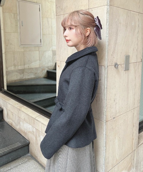 アナナス☆ショートコート アニュアンス anuans スタンドネックリバーショートコート