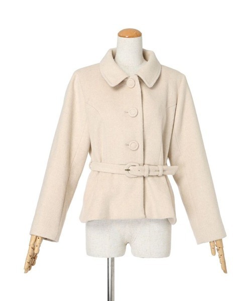 an another angelus（アンアナザーアンジェラス）の「ペプラムショートコート/ananotherangelus（その他アウター・レディース・ライトベージュ/チャコールグレー・FREE）」の19枚目の写真