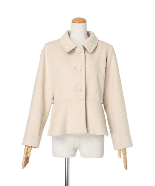 an another angelus（アンアナザーアンジェラス）の「ペプラムショートコート/ananotherangelus（その他アウター・レディース・ライトベージュ/チャコールグレー・FREE）」の12枚目の写真