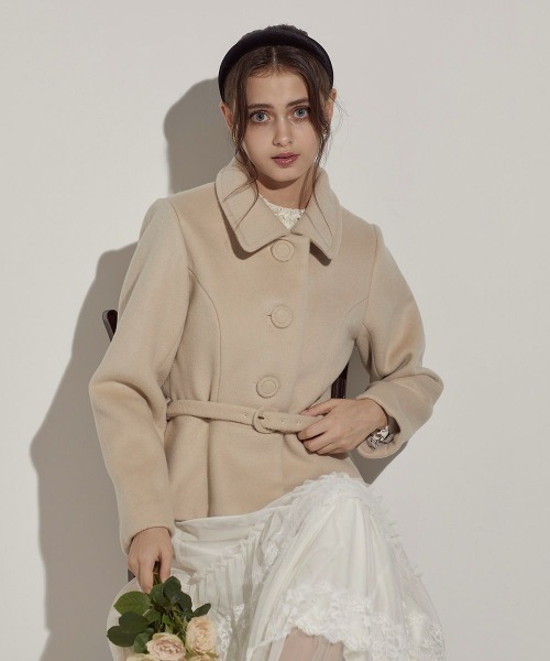 an another angelus（アンアナザーアンジェラス）の「ペプラムショートコート/ananotherangelus（その他アウター・レディース・ライトベージュ/チャコールグレー・FREE）」の18枚目の写真
