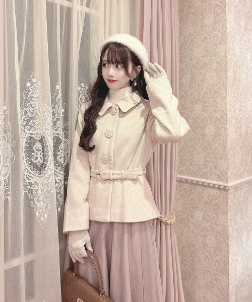 an another angelus（アンアナザーアンジェラス）の「ペプラムショートコート/ananotherangelus（その他アウター・レディース・ライトベージュ/チャコールグレー・FREE）」の17枚目の写真