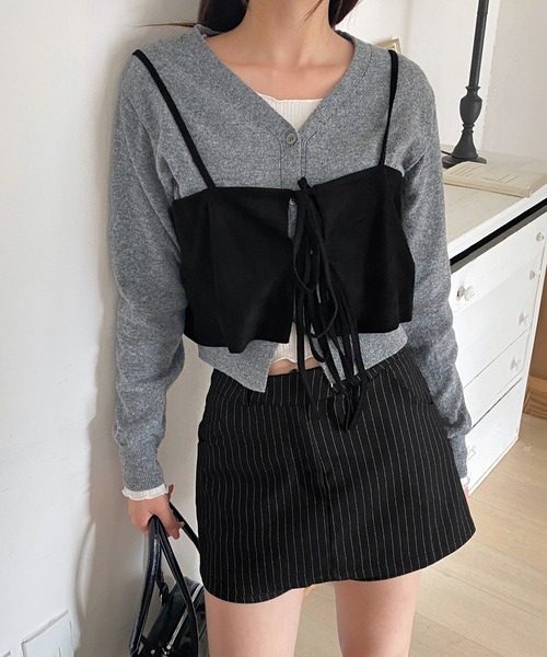 by muni:r(バイ ムニール)の「ストライプミニスカートパンツ(スカート・レディース・ブラック/グレー・SMALL/MEDIUM)」の6枚目の写真