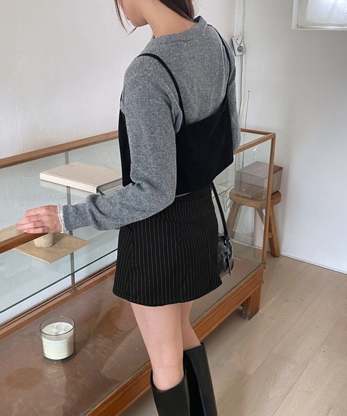 by muni:r(バイ ムニール)の「ストライプミニスカートパンツ(スカート・レディース・ブラック/グレー・SMALL/MEDIUM)」の10枚目の写真