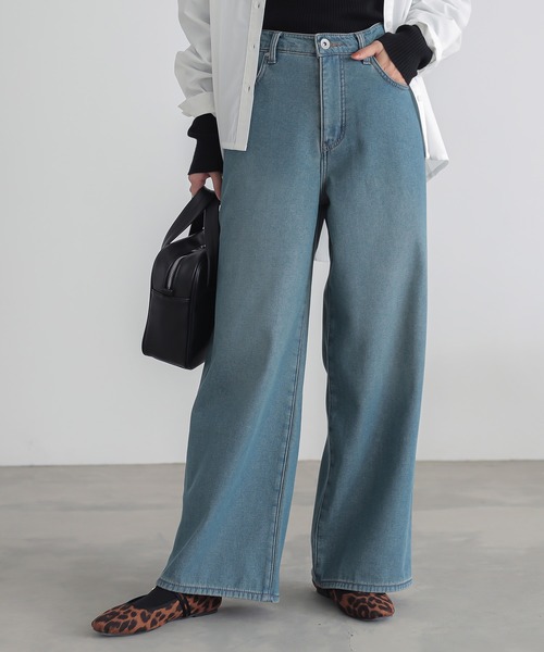 n'OrLABEL（ノアールレーベル）の「『裏ベロアデニムバギーパンツ』（デニムパンツ・レディース・ブラック/ネイビー/ブルー・3L/L～LL/S～Ｍ）」の3枚目の写真