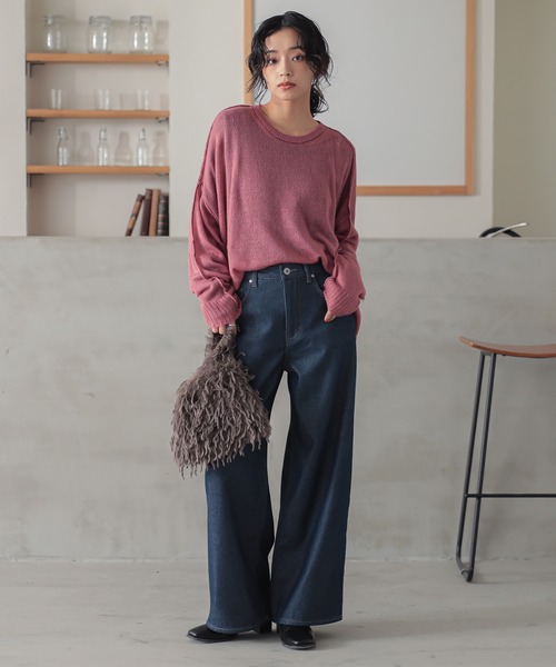 n'OrLABEL（ノアールレーベル）の「『裏ベロアデニムバギーパンツ』（デニムパンツ・レディース・ブラック/ネイビー/ブルー・3L/L～LL/S～Ｍ）」の14枚目の写真