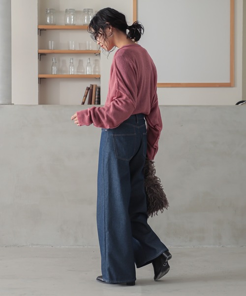 n'OrLABEL（ノアールレーベル）の「『裏ベロアデニムバギーパンツ』（デニムパンツ・レディース・ブラック/ネイビー/ブルー・3L/L～LL/S～Ｍ）」の15枚目の写真