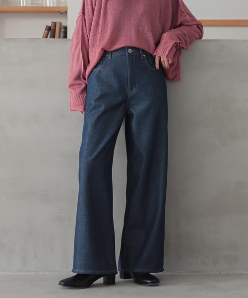 n'OrLABEL（ノアールレーベル）の「『裏ベロアデニムバギーパンツ』（デニムパンツ・レディース・ブラック/ネイビー/ブルー・3L/L～LL/S～Ｍ）」の5枚目の写真