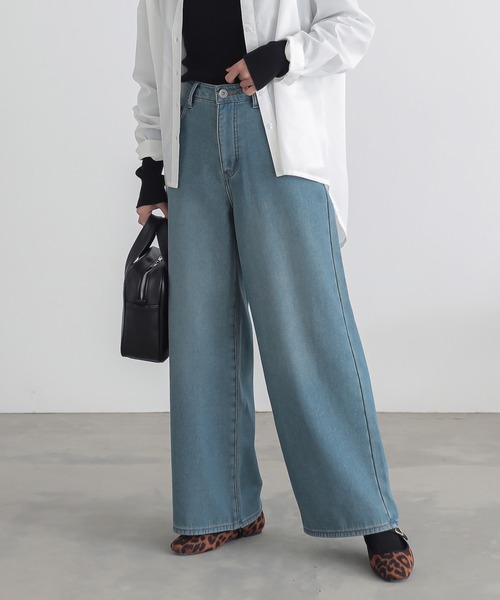 n'OrLABEL（ノアールレーベル）の「『裏ベロアデニムバギーパンツ』（デニムパンツ・レディース・ブラック/ネイビー/ブルー・3L/L～LL/S～Ｍ）」の7枚目の写真