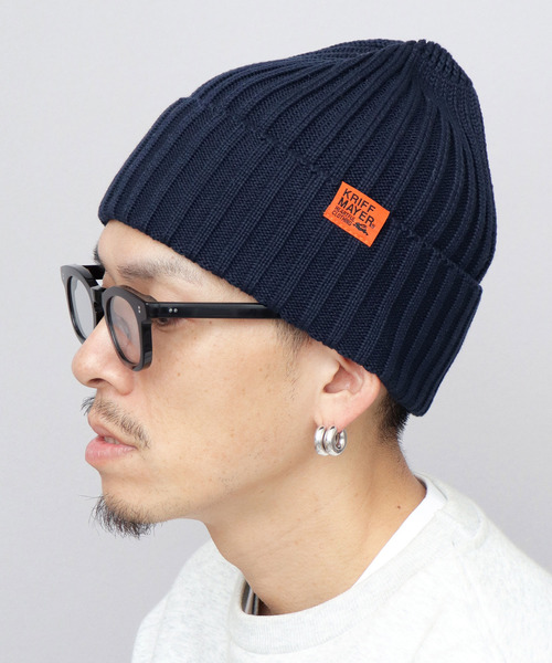 KRIFF MAYER(クリフメイヤー)の「綿混 リブ編み ニットワッチ(ニット帽)(ニットキャップ/ビーニー・メンズ・グレー/ブラック/ブラウン/ネイビー・FREE)」の4枚目の写真