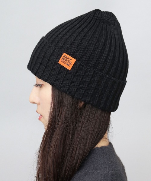 KRIFF MAYER(クリフメイヤー)の「綿混 リブ編み ニットワッチ(ニット帽)(ニットキャップ/ビーニー・メンズ・グレー/ブラック/ブラウン/ネイビー・FREE)」の10枚目の写真