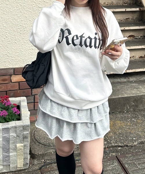 セール】スプレープリントロゴトレーナー【低身長さん向けS セール】スプレープリントロゴトレーナー【低身長さん向けS
