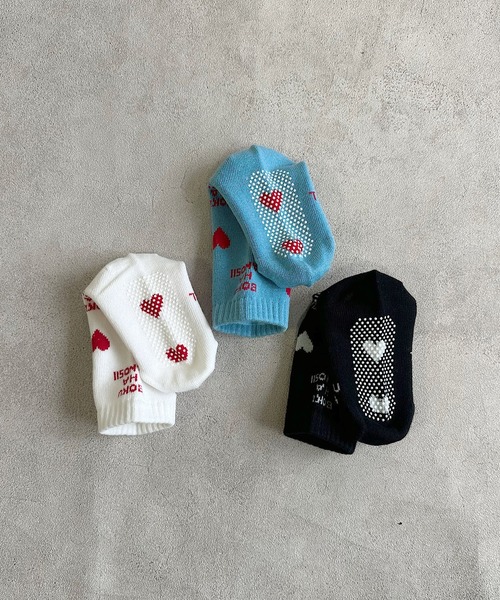 BOKU HA TANOSII（ボク　ハ　タノシイ）の「【BOKU HA TANOSII】ハートソックス/beby13-15cm（ソックス/靴下・キッズ・ホワイト/ブラック/ブルー・13-15cm）」の10枚目の写真