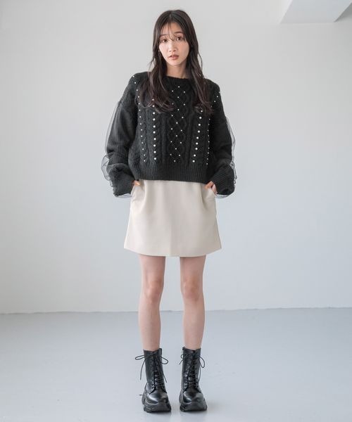 LOWRYS FARM(ローリーズファーム)の「チュールパールニットLS 233865(ニット/セーター・レディース・グレー/オフホワイト/ブラック・FREE)」の11枚目の写真