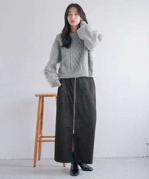 LOWRYS FARM(ローリーズファーム)の「チュールパールニットLS 233865(ニット/セーター・レディース・グレー/オフホワイト/ブラック・FREE)」の17枚目の写真