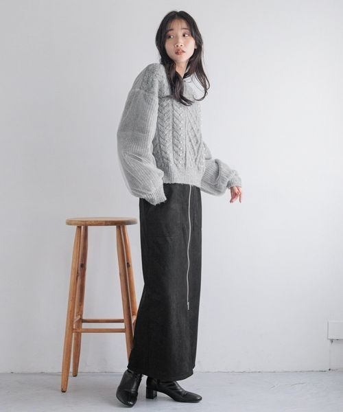 LOWRYS FARM(ローリーズファーム)の「チュールパールニットLS 233865(ニット/セーター・レディース・グレー/オフホワイト/ブラック・FREE)」の18枚目の写真
