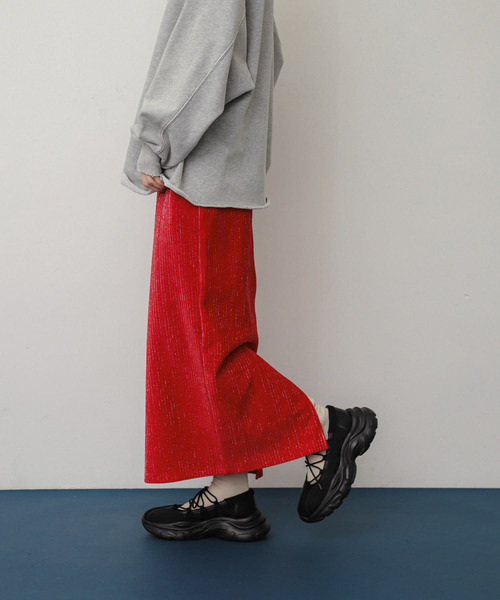 SENSE OF PLACE by URBAN RESEARCH(センスオブプレイスバイアーバンリサーチ)の「ラメカットコールナロースカート(スカート・レディース・レッド/グレー/ブラック・SHORT/ONE)」の18枚目の写真