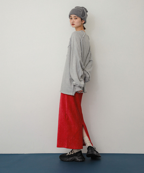 SENSE OF PLACE by URBAN RESEARCH(センスオブプレイスバイアーバンリサーチ)の「ラメカットコールナロースカート(スカート・レディース・レッド/グレー/ブラック・SHORT/ONE)」の21枚目の写真