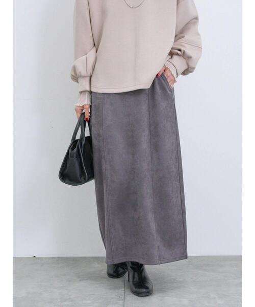 Samansa Mos2 blue（サマンサモスモスブルー）の「スウェードポンチナロースカート（スカート・レディース・ライトベージュ/チャコールグレー/ブラック・F）」の10枚目の写真