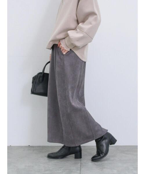 Samansa Mos2 blue（サマンサモスモスブルー）の「スウェードポンチナロースカート（スカート・レディース・ライトベージュ/チャコールグレー/ブラック・F）」の9枚目の写真