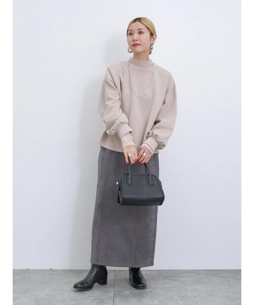 Samansa Mos2 blue（サマンサモスモスブルー）の「スウェードポンチナロースカート（スカート・レディース・ライトベージュ/チャコールグレー/ブラック・F）」の18枚目の写真