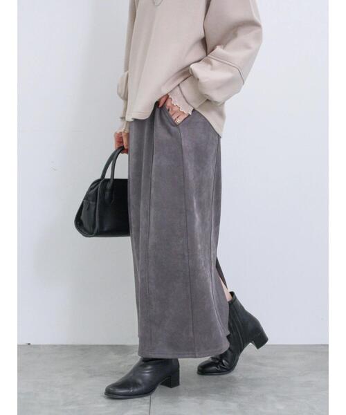 Samansa Mos2 blue（サマンサモスモスブルー）の「スウェードポンチナロースカート（スカート・レディース・ライトベージュ/チャコールグレー/ブラック・F）」の17枚目の写真