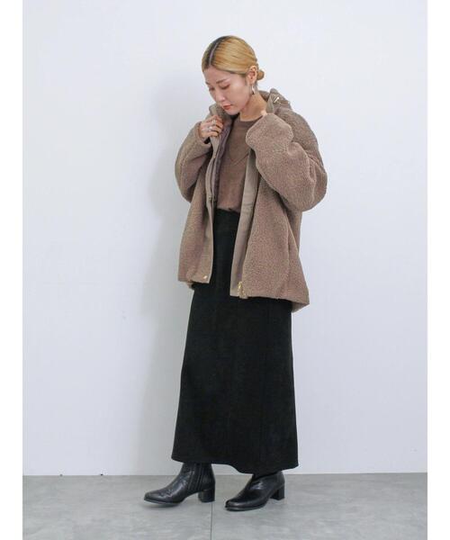 Samansa Mos2 blue（サマンサモスモスブルー）の「スウェードポンチナロースカート（スカート・レディース・ライトベージュ/チャコールグレー/ブラック・F）」の13枚目の写真