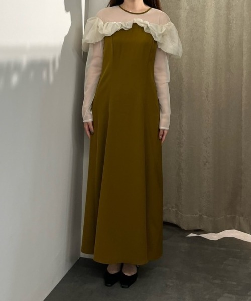 ANDRESD(アンドレスド)の「フリルフレアドレス / frills flare dress(ドレス・レディース・チャコール/ブラック/アッシュブラウン/オリーブ・S/L/M)」の13枚目の写真