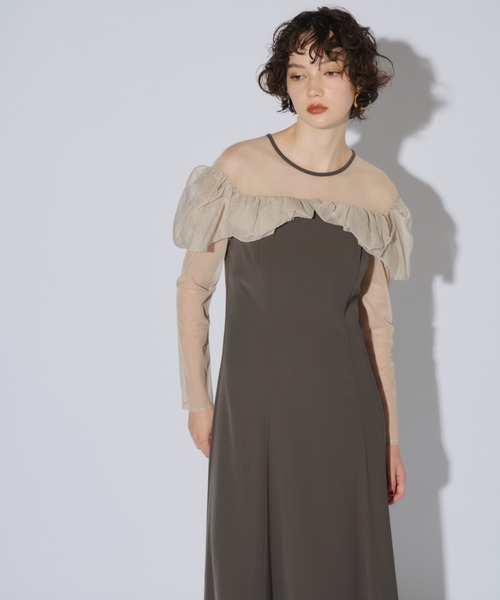 ANDRESD(アンドレスド)の「フリルフレアドレス / frills flare dress(ドレス・レディース・チャコール/ブラック/アッシュブラウン/オリーブ・S/L/M)」の20枚目の写真