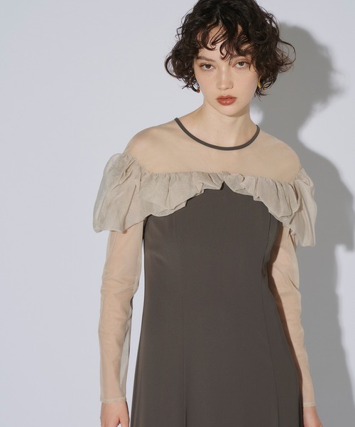 ANDRESD(アンドレスド)の「フリルフレアドレス / frills flare dress(ドレス・レディース・チャコール/ブラック/アッシュブラウン/オリーブ・S/L/M)」の17枚目の写真