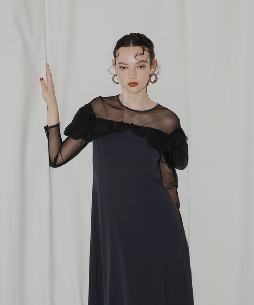 ANDRESD(アンドレスド)の「フリルフレアドレス / frills flare dress(ドレス・レディース・チャコール/ブラック/アッシュブラウン/オリーブ・S/L/M)」の21枚目の写真