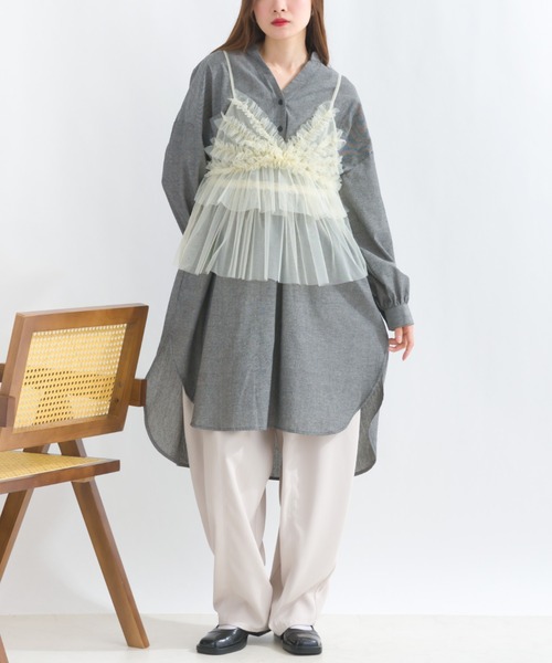 セール】ツーポケダンガリーシャツワンピース（ワンピース）｜terrace  