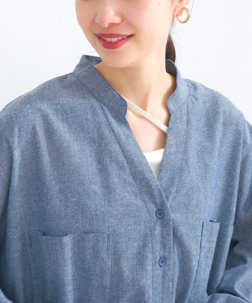 terrace(テラス)の「ツーポケダンガリーシャツワンピース(ワンピース・レディース・ブルー/グレー/ブラック・MEDIUM)」の14枚目の写真