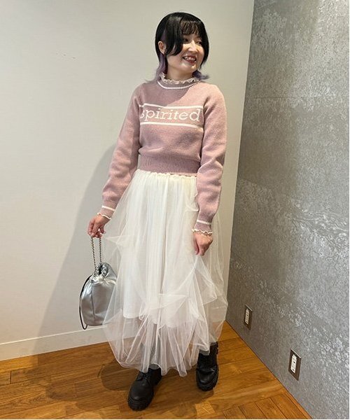 Mi-je(ミジェ)の「変形チュールスカート【韓国ファッション】(スカート・レディース・チャコール/アイボリー・M)」の15枚目の写真