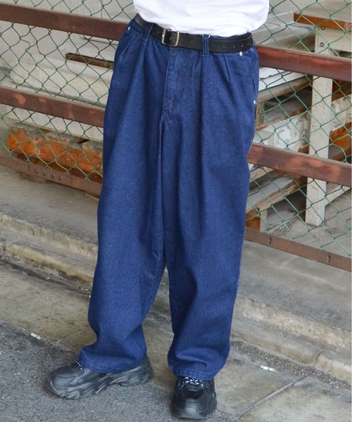 MODISH GAZE(モディシュガゼ)の「【MODISH GAZE】ワイドデニムパンツ(CP)(デニムパンツ・メンズ・ネイビー・L/M)」の2枚目の写真