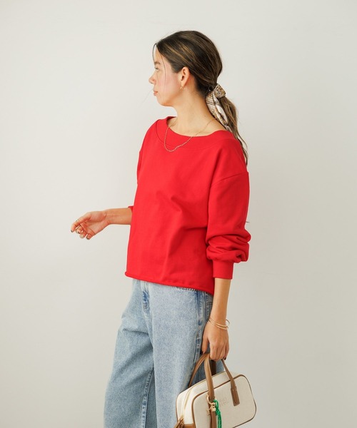 BAYFLOW（ベイフロー）の「[キレイ目に着られる]オフショルダースウェットプルオーバー（スウェット・レディース・レッド/杢グレー/オフホワイト・FREE）」の7枚目の写真