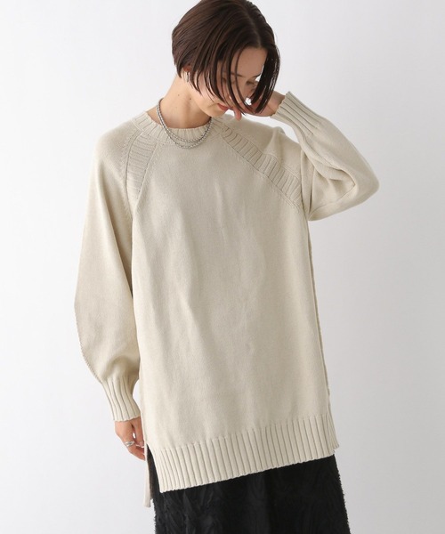 LEPSIM（レプシィム）の「ラグランニットチュニック　291609（ニット/セーター・レディース・アイボリー/ミント/ブルー系その他/チャコールグレー・FREE）」の2枚目の写真