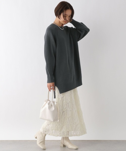 LEPSIM（レプシィム）の「ラグランニットチュニック　291609（ニット/セーター・レディース・アイボリー/ミント/ブルー系その他/チャコールグレー・FREE）」の8枚目の写真