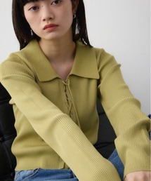 AZUL by moussy | レースアップポロカラーニット(ニット/セーター)