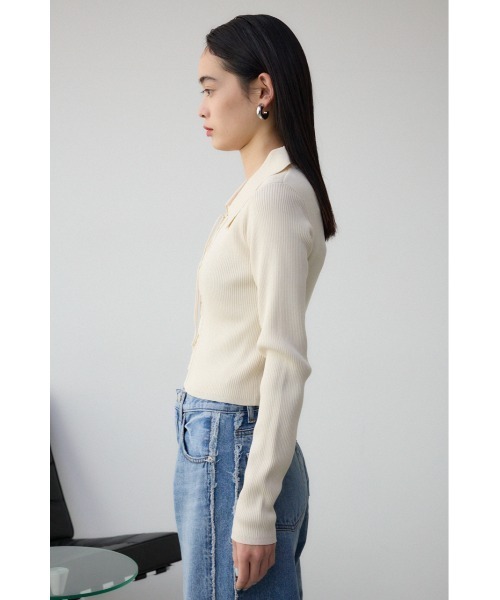 AZUL by moussy(アズールバイマウジー)の「レースアップポロカラーニット(ニット/セーター・レディース・ピンク/アイボリー/ライム/ブルー/ブラック・FREE)」の14枚目の写真