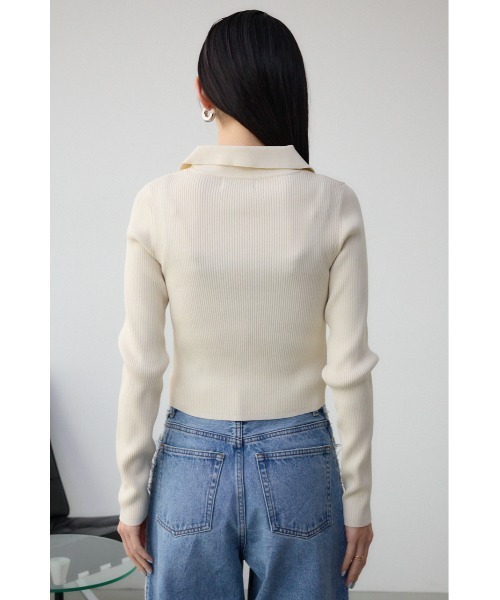 AZUL by moussy(アズールバイマウジー)の「レースアップポロカラーニット(ニット/セーター・レディース・ピンク/アイボリー/ライム/ブルー/ブラック・FREE)」の15枚目の写真