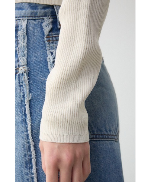 AZUL by moussy(アズールバイマウジー)の「レースアップポロカラーニット(ニット/セーター・レディース・ピンク/アイボリー/ライム/ブルー/ブラック・FREE)」の18枚目の写真