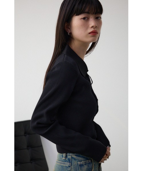 AZUL by moussy(アズールバイマウジー)の「レースアップポロカラーニット(ニット/セーター・レディース・ピンク/アイボリー/ライム/ブルー/ブラック・FREE)」の6枚目の写真