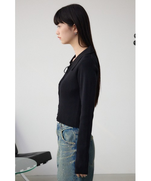 AZUL by moussy(アズールバイマウジー)の「レースアップポロカラーニット(ニット/セーター・レディース・ピンク/アイボリー/ライム/ブルー/ブラック・FREE)」の10枚目の写真