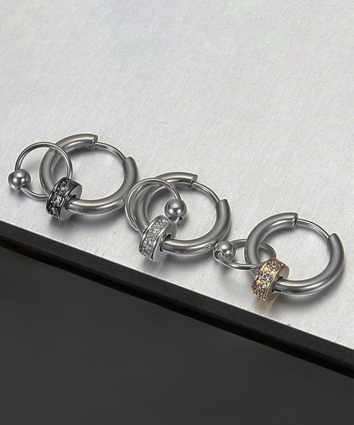 SBG(エスビー)の「SBG リング&ボールフープピアス 片耳(ピアス(片耳用)・メンズ・ブラック/シルバー/ゴールド・FREE)」の4枚目の写真