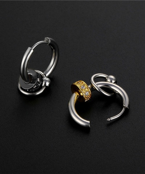 SBG(エスビー)の「SBG リング&ボールフープピアス 片耳(ピアス(片耳用)・メンズ・ブラック/シルバー/ゴールド・FREE)」の8枚目の写真