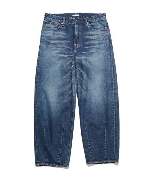 DAMAGED HEM TUCK WIDE STRAIGHT JEANS（デニムパンツ