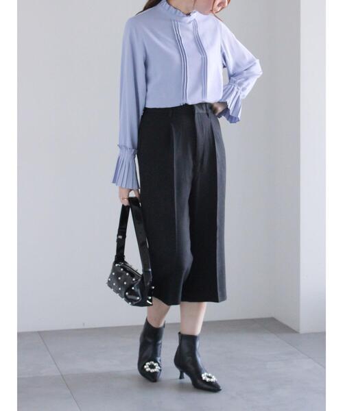 Te chichi(テチチ)の「ピンタックスタンドフリルブラウス(シャツ/ブラウス・レディース・ネイビー/サックスブルー/オフホワイト/クリーム・F)」の11枚目の写真