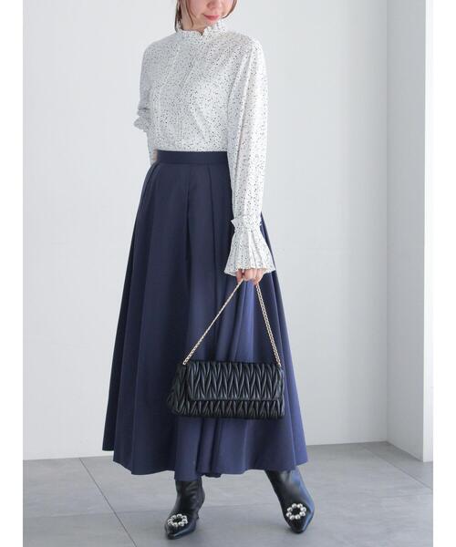 Te chichi(テチチ)の「ピンタックスタンドフリルブラウス(シャツ/ブラウス・レディース・ネイビー/サックスブルー/オフホワイト/クリーム・F)」の13枚目の写真