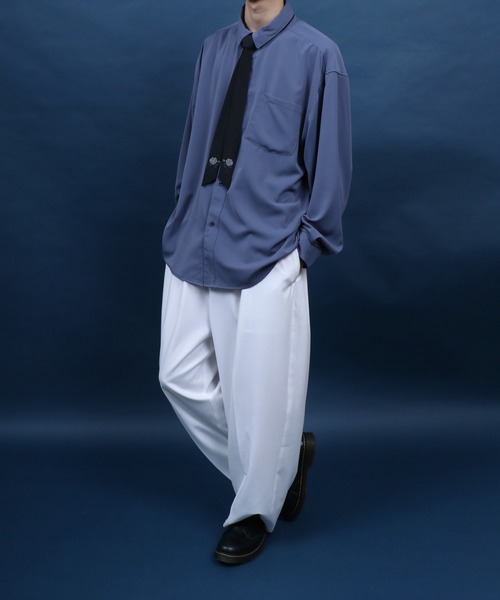 ANPAS（アンパス）の「Allover Pattern/Rose Embroidery Oversized Shirt With Tie/総柄＆薔薇刺繍 ネクタイ付き シャツ 韓国ストリート メンズ レディース（シャツ/ブラウス・メンズ・ブルー/ホワイト/ホワイト系その他/ブラック系その他/ホワイト系その他2/ブルー系その他・M/L）」の20枚目の写真